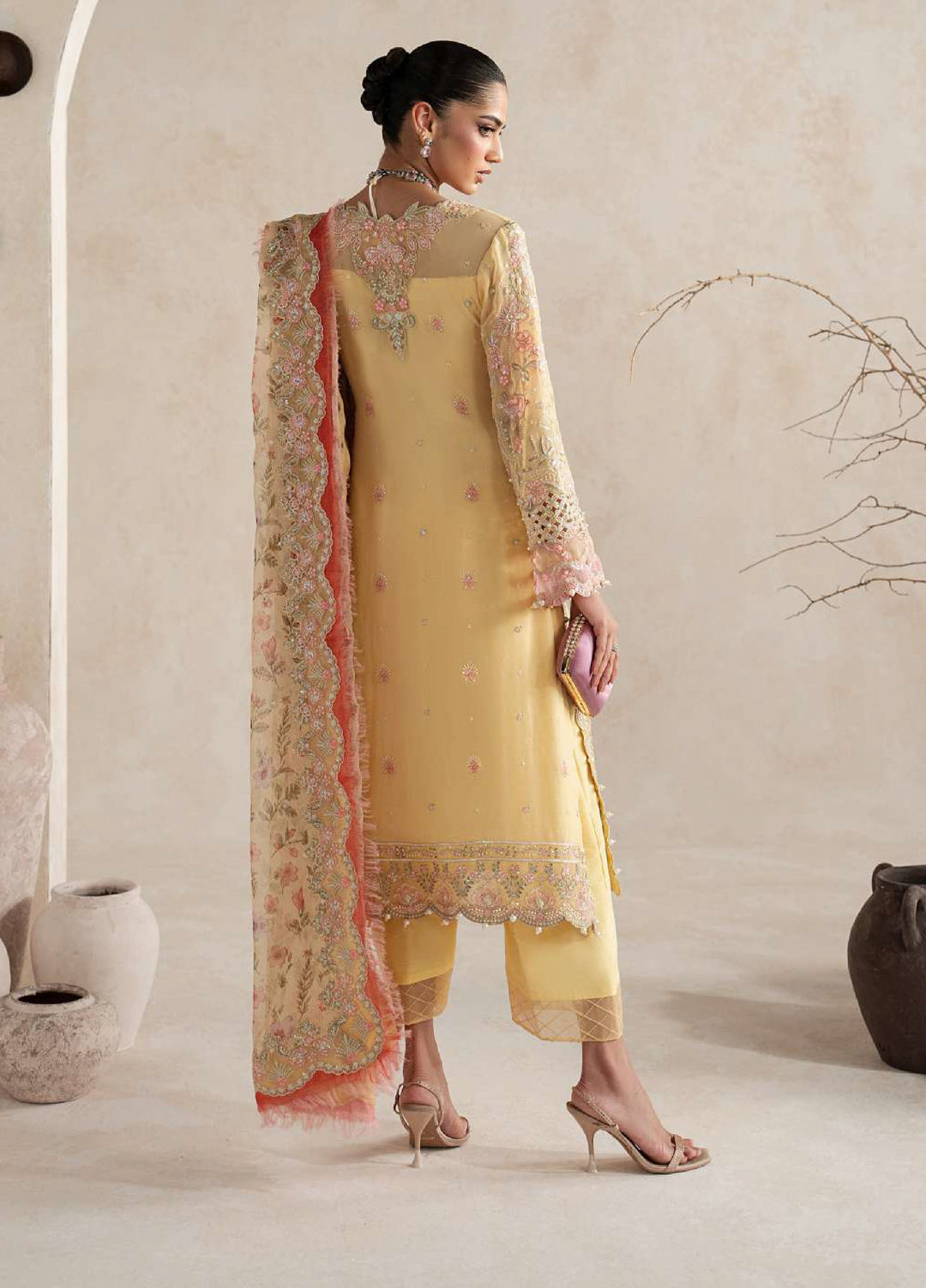 Gulaal Unstitched Embroidered Chiffon 3 Piece Suit GL26ULW Roselle D-51 - Wedding Collection