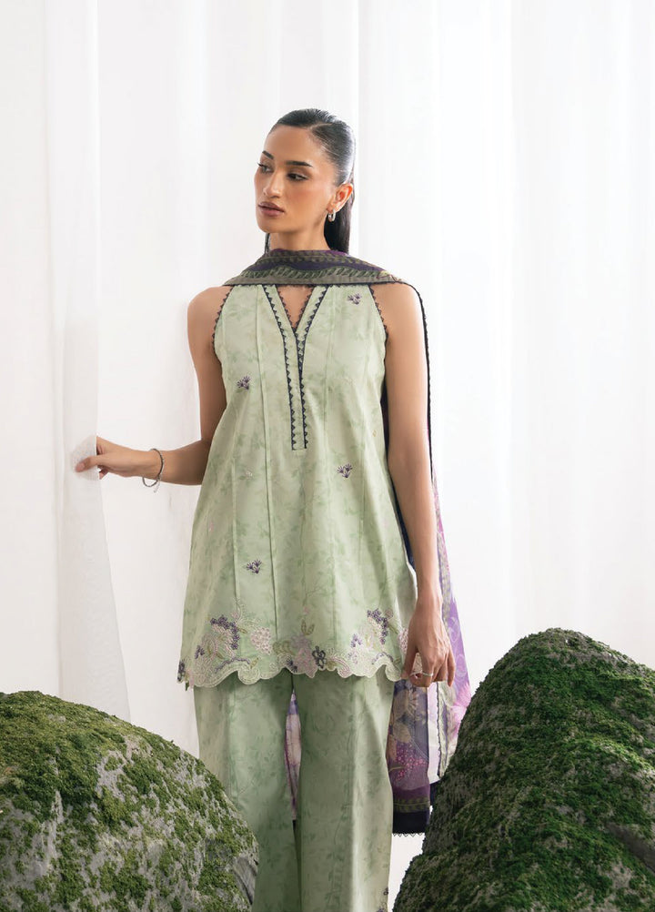 Nysa by Seran Unstitched Embroidered Cambric 3 Piece Suit SN26UNC CELADON D-01 - Casual Collection
