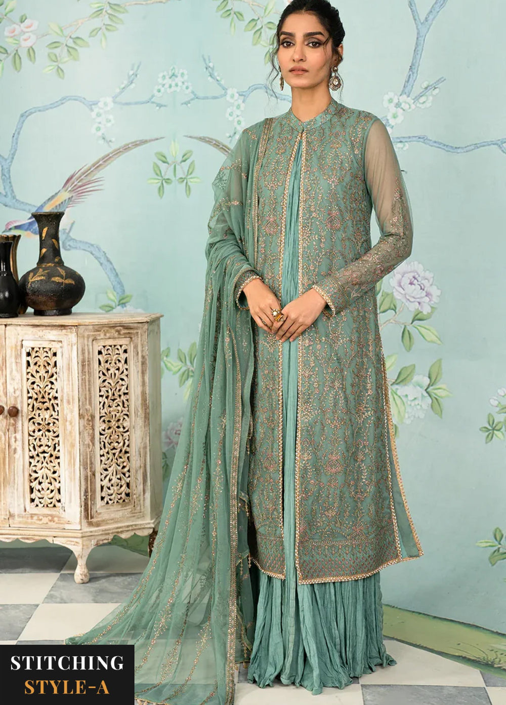 Zarif Women Unstitched Embroidered Net 3 Piece Suit ZR26UFC ZAF 11 ABSHAAR - Festive Collection
