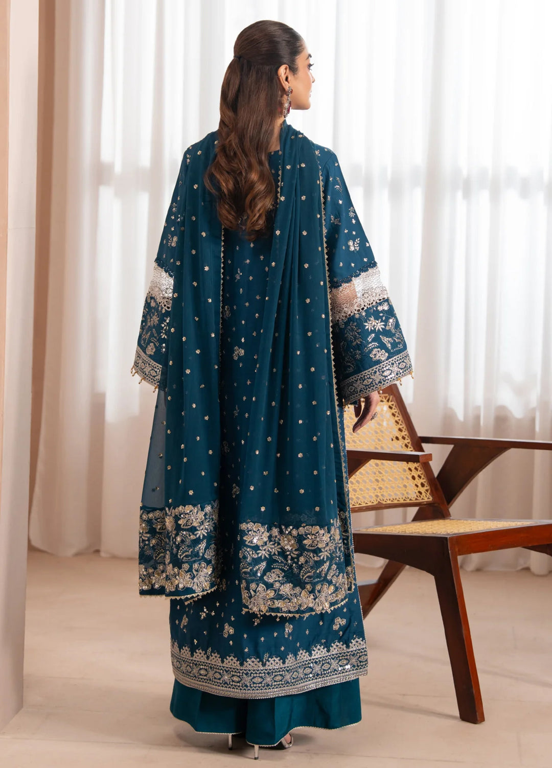 Zaeva by Xenia Formals Unstitched Embroidered Raw Silk 3 Piece Suit XE26UZF D-02-SAZIL - Festive Collection