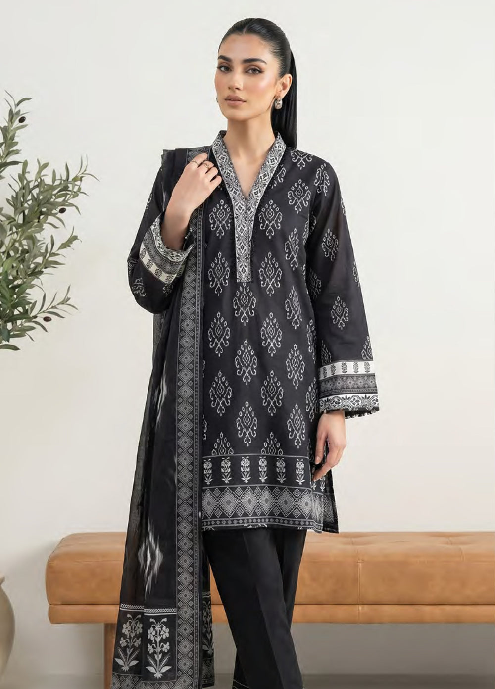 Monochrome by Lakhany Unstitched Printed Lawn 3 Piece Suit LSM26ULM Lakhany LG-SG-0134 - Casual Collection