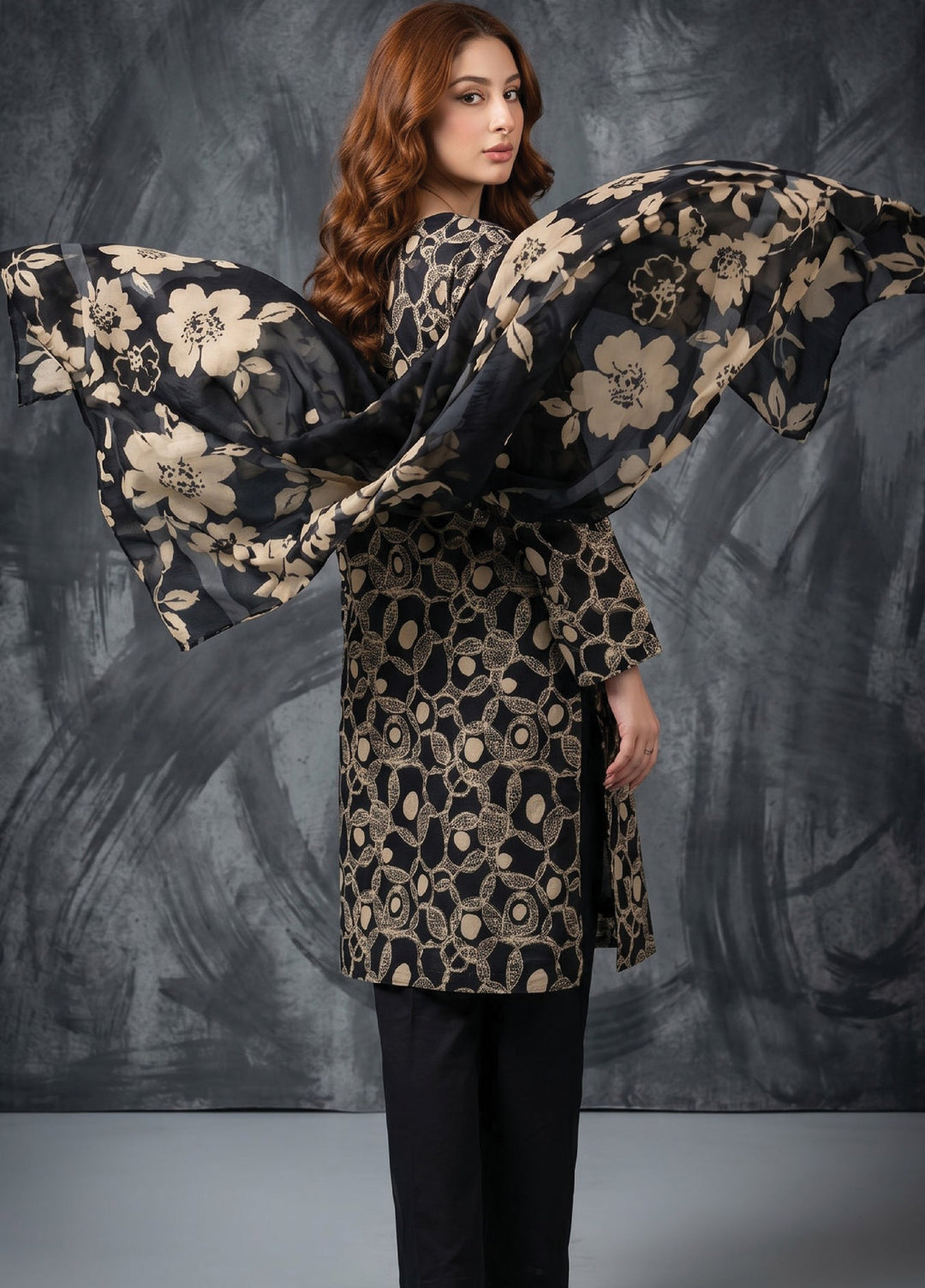 Black N White by Regalia Textiles Unstitched Printed Lawn 3 Piece Suit RG26UBNW D-04 - Casual Collection