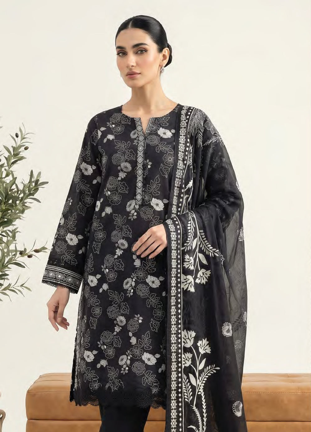Monochrome by Lakhany Unstitched Printed Lawn 3 Piece Suit LSM26ULM Lakhany LG-UB-0383 - Casual Collection