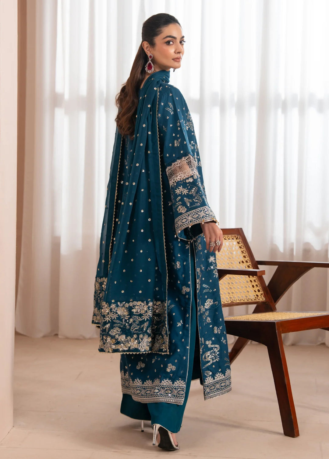 Zaeva by Xenia Formals Unstitched Embroidered Raw Silk 3 Piece Suit XE26UZF D-02-SAZIL - Festive Collection