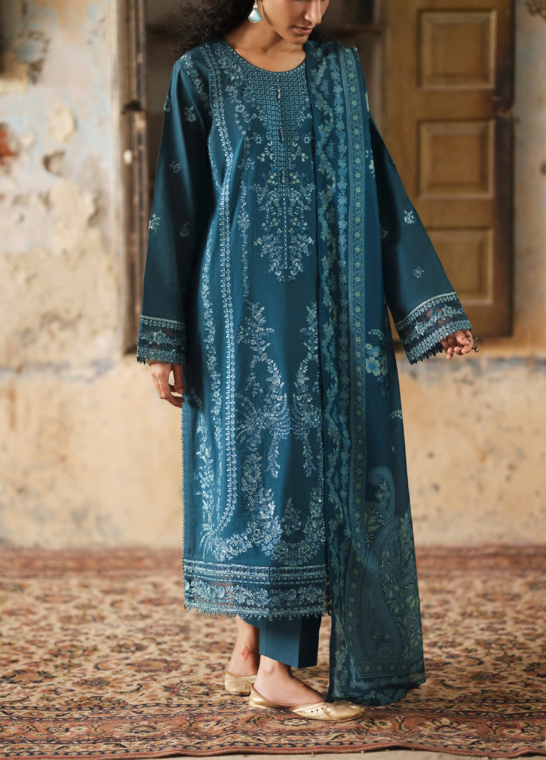Before Sunset by Casual Lite RTW Embroidered Cotton Lawn 3 Piece Suit CL26PBS Ocean Breeze - Casual Collection