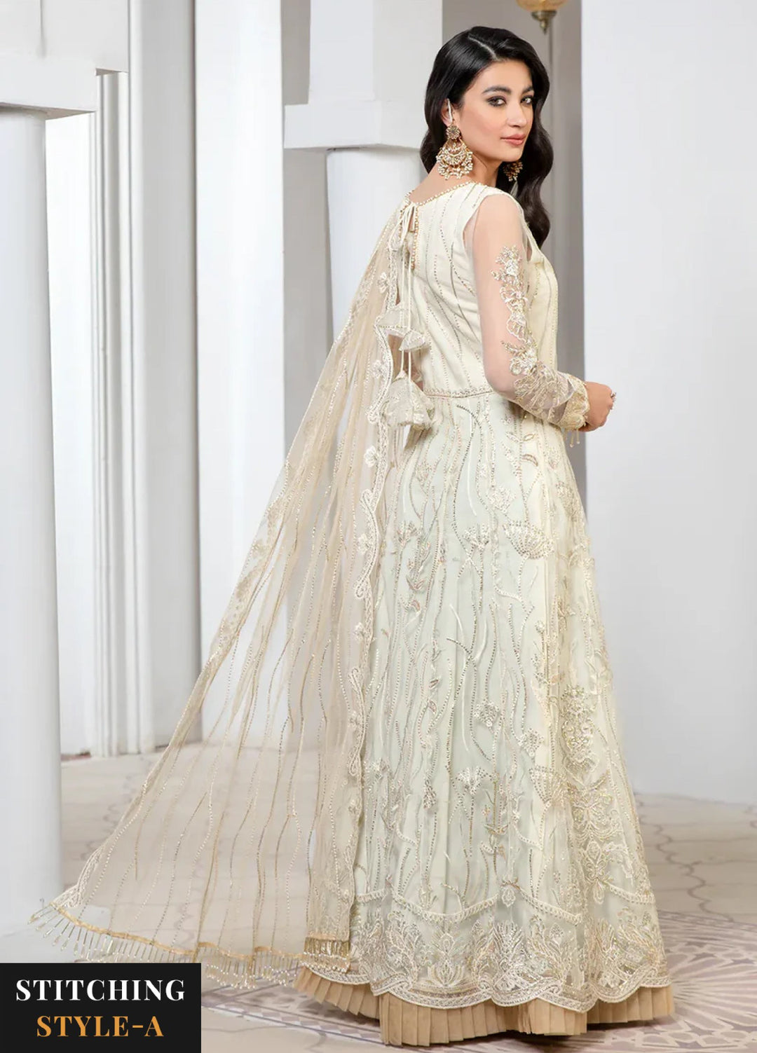 Zarif Women Unstitched Embroidered Net 3 Piece Suit ZR26UFC IVORY - Festive Collection