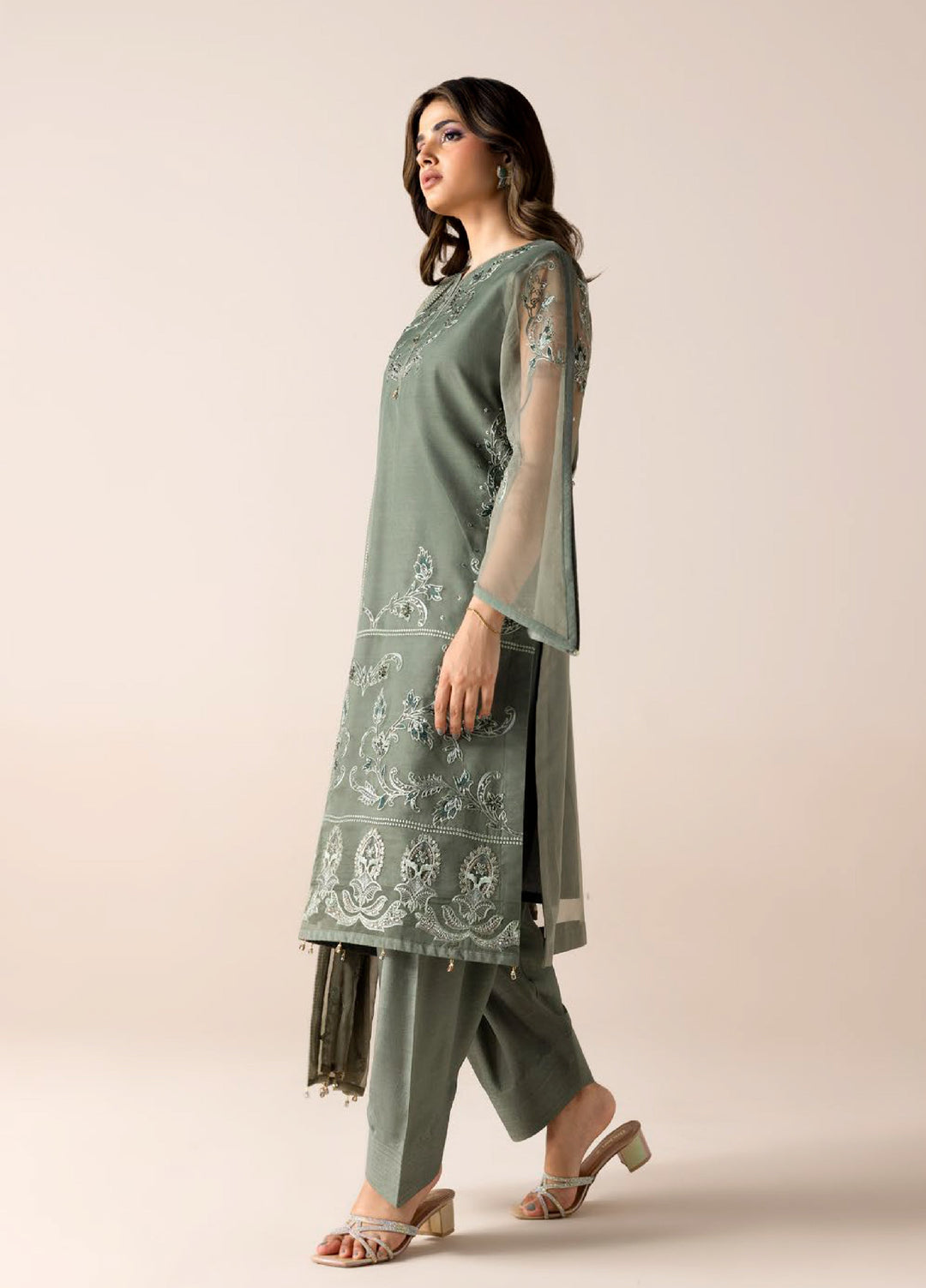 Aura by Zebtan RTW Embroidered Organza 3 Piece Suit ZB26UAL A-04 - Festive Collection