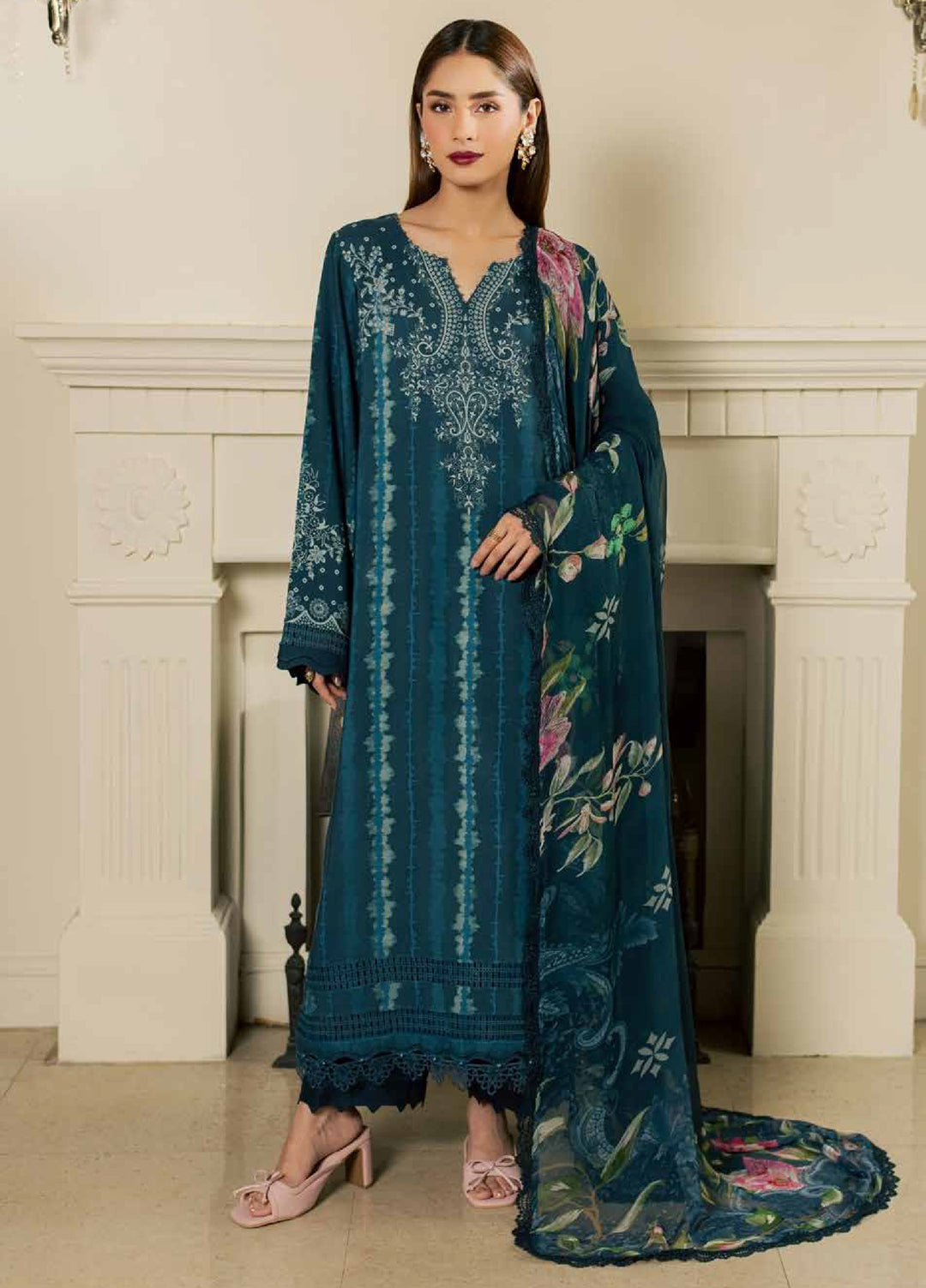 Signature Prints by Nureh Unstitched Printed Viscose Slub 3 Piece Suit NU26UVS SP-210 - Winter Collection