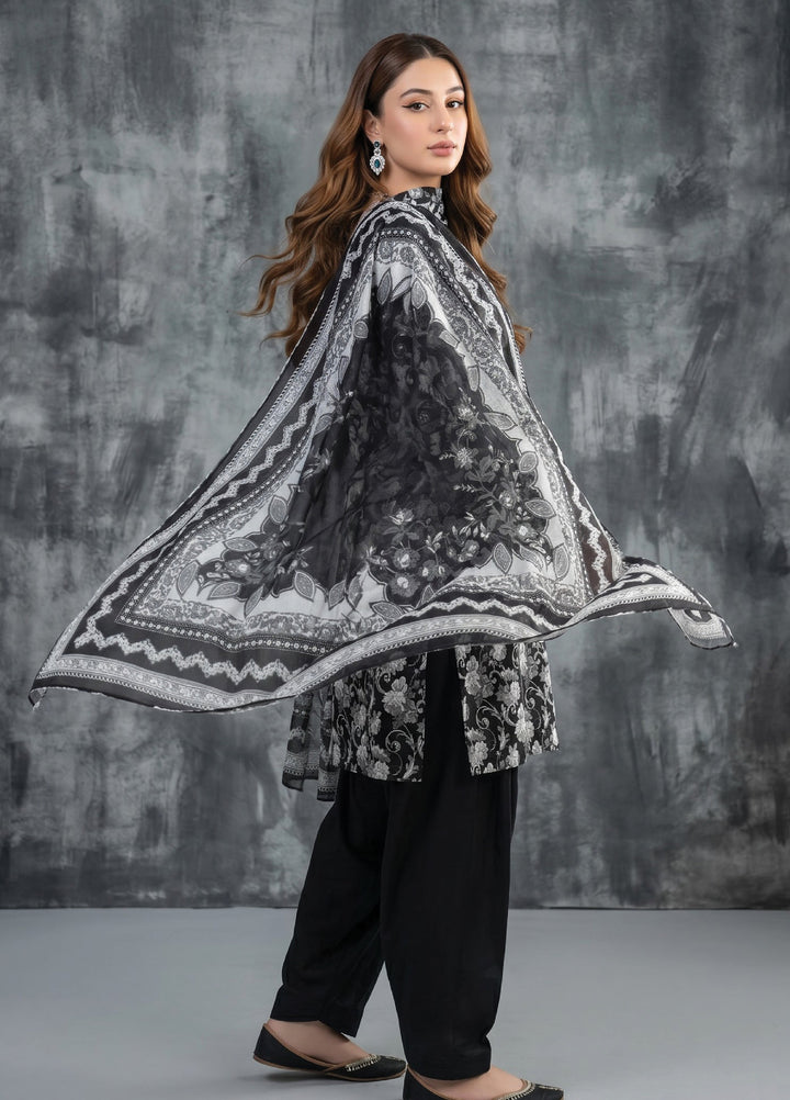 Black N White by Regalia Textiles Unstitched Printed Lawn 3 Piece Suit RG26UBNW D-07 - Casual Collection