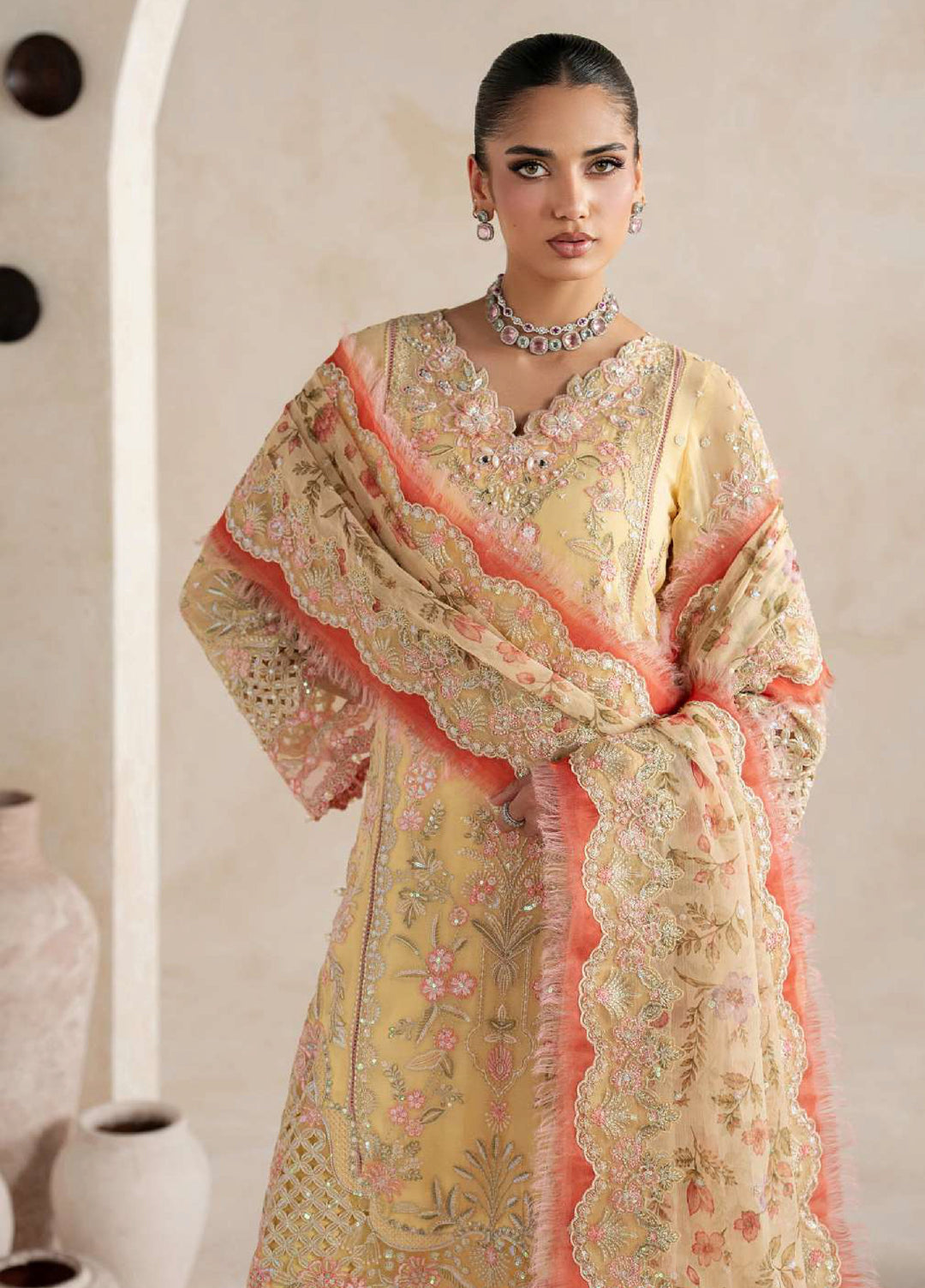 Gulaal Unstitched Embroidered Chiffon 3 Piece Suit GL26ULW Roselle D-51 - Wedding Collection