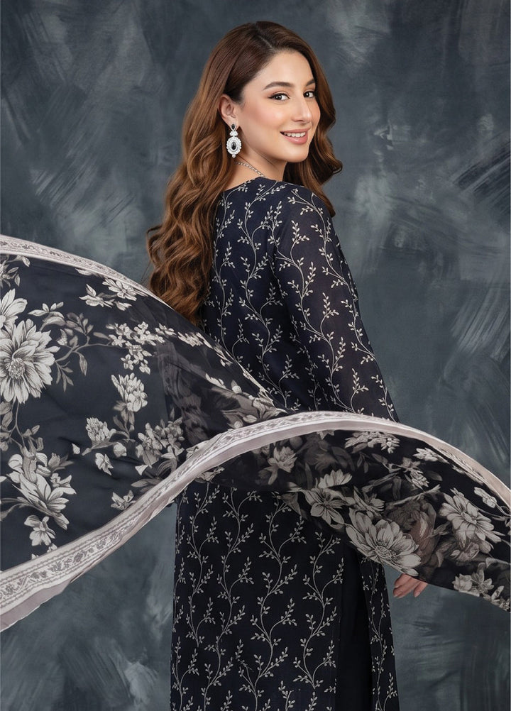 Black N White by Regalia Textiles Unstitched Printed Lawn 3 Piece Suit RG26UBNW D-01 - Casual Collection