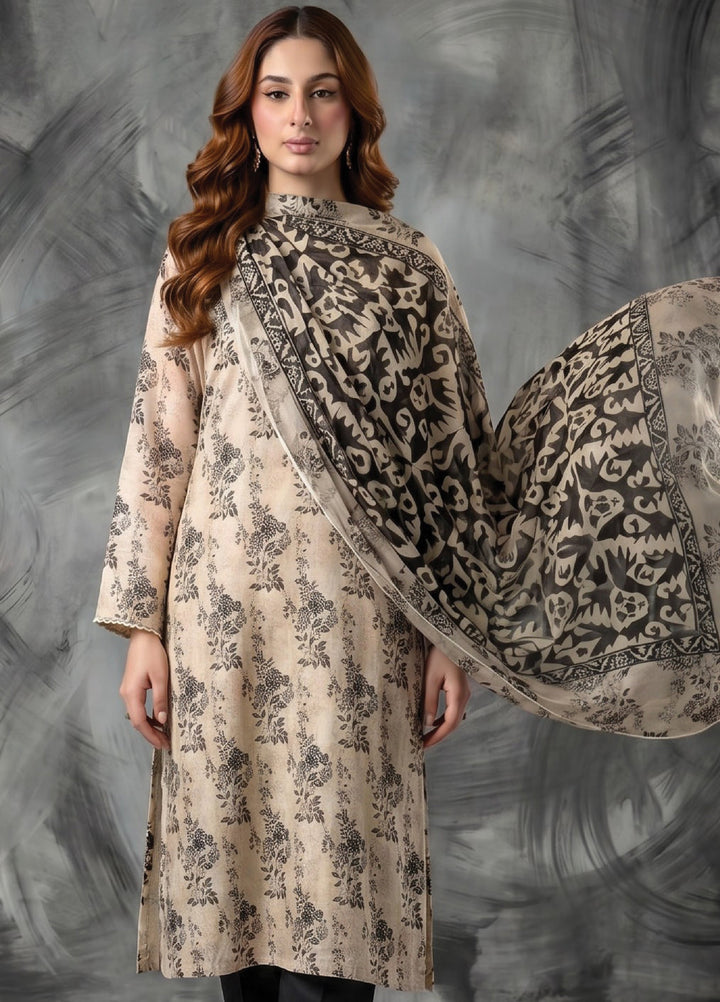 Black N White by Regalia Textiles Unstitched Printed Lawn 3 Piece Suit RG26UBNW D-09 - Casual Collection