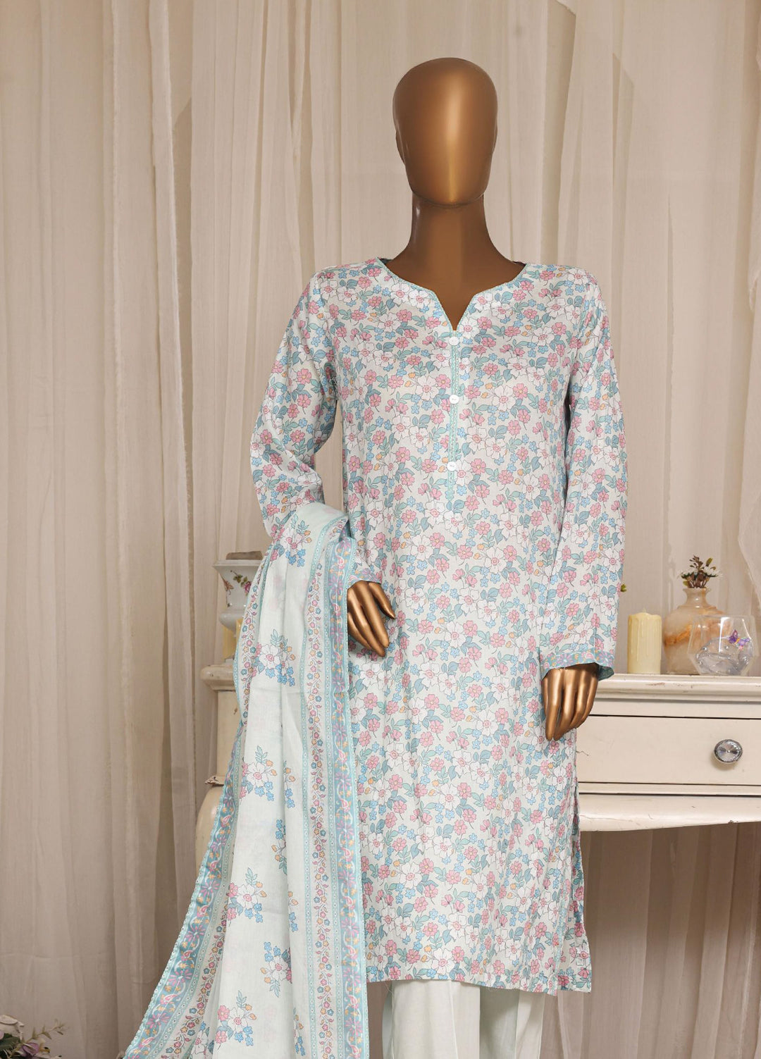 HZ Textiles RTW Printed Lawn 3 Piece Suit HZ26PPL LPT-3P-2608 - Casual Collection