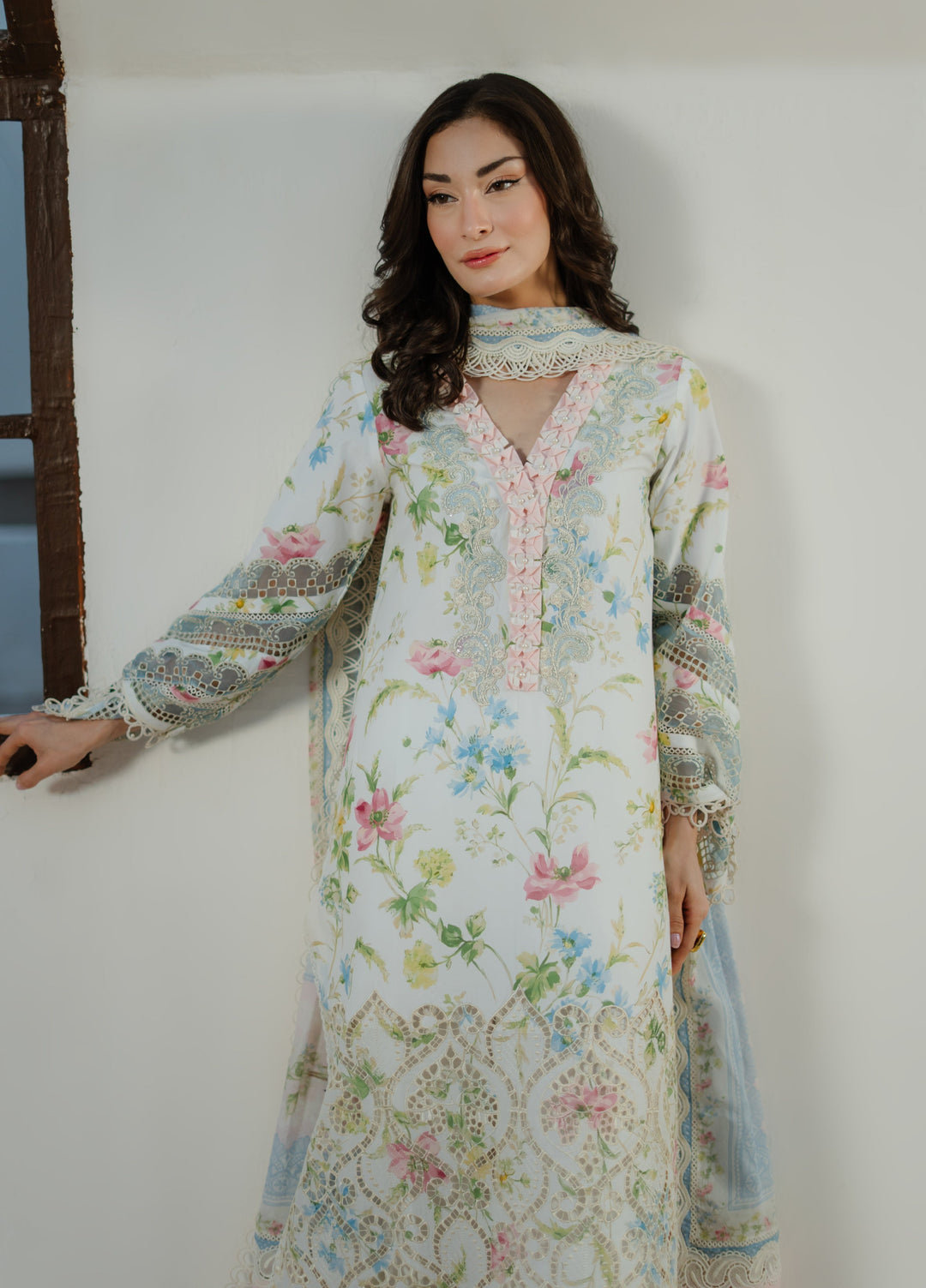 Summer Dream by Manara Unstitched Embroidered Lawn 3 Piece Suit MN26USDL White Gaura -07 - Casual Collection