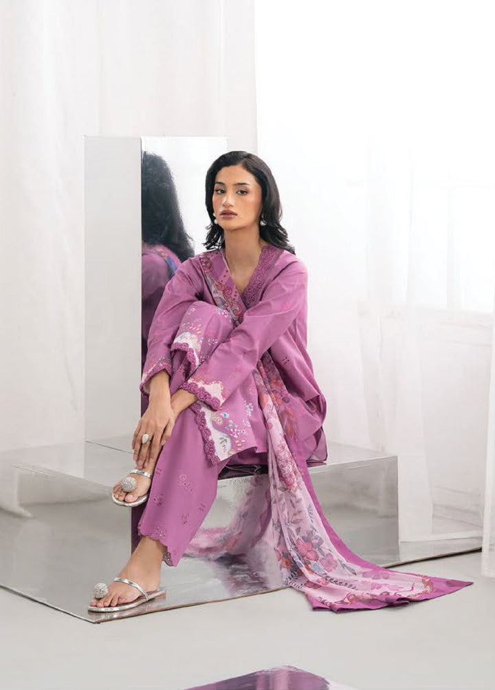 Nysa by Seran Unstitched Embroidered Cambric 3 Piece Suit SN26UNC Sielle D-08 - Casual Collection