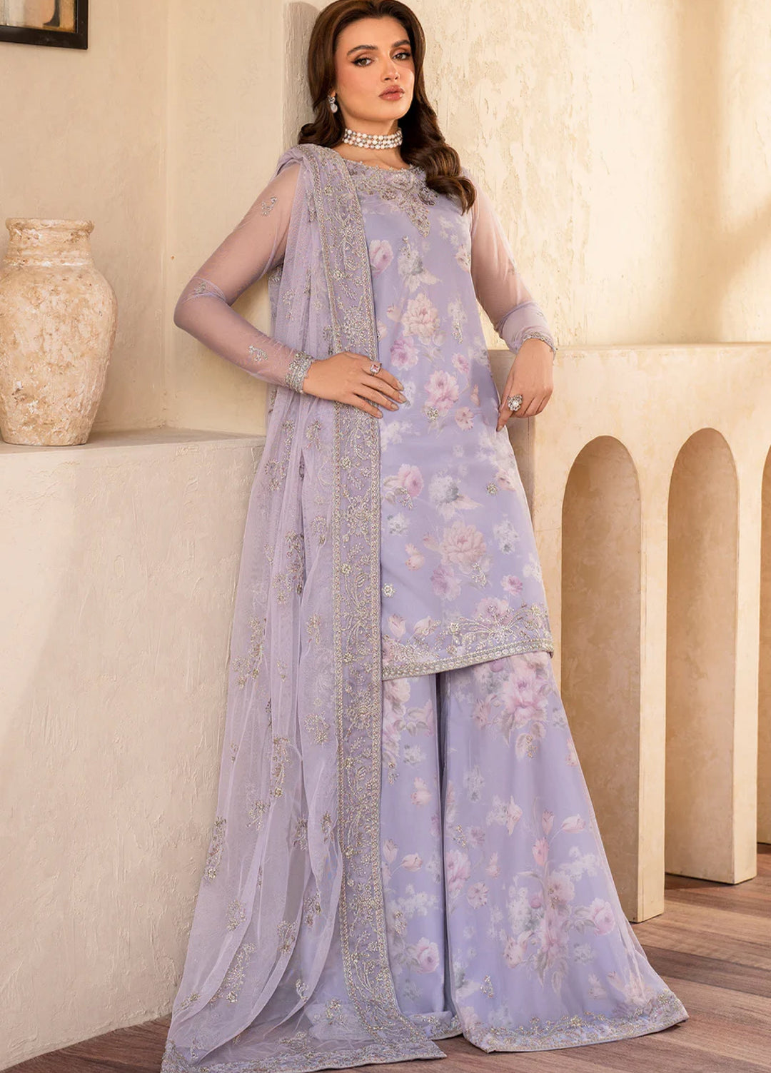 Zarif Women Unstitched Embroidered Net 3 Piece Suit ZR26UFC LOTUS - Festive Collection