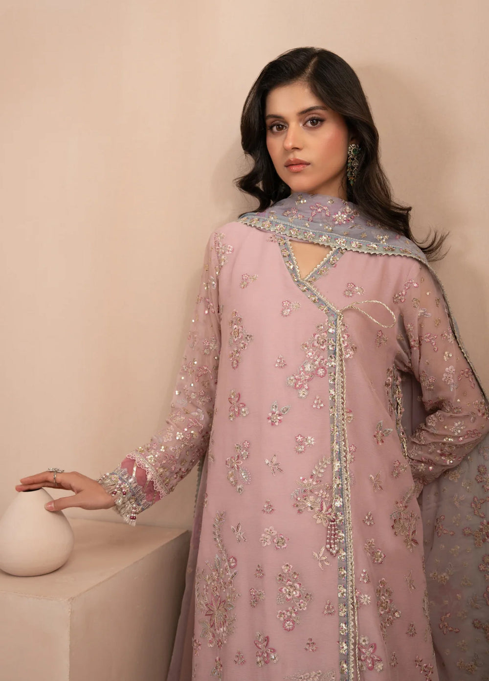 Zaeva by Xenia Formals Unstitched Embroidered Chiffon 3 Piece Suit XE26UZF D-01-FARIDA - Festive Collection
