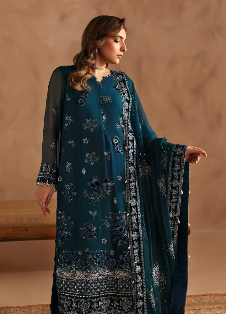 Neorah by Xenia Formals Unstitched Chiffon Embroidered 3 Piece Suit XE26UN D-02 KAIFIYA - Festive Collection