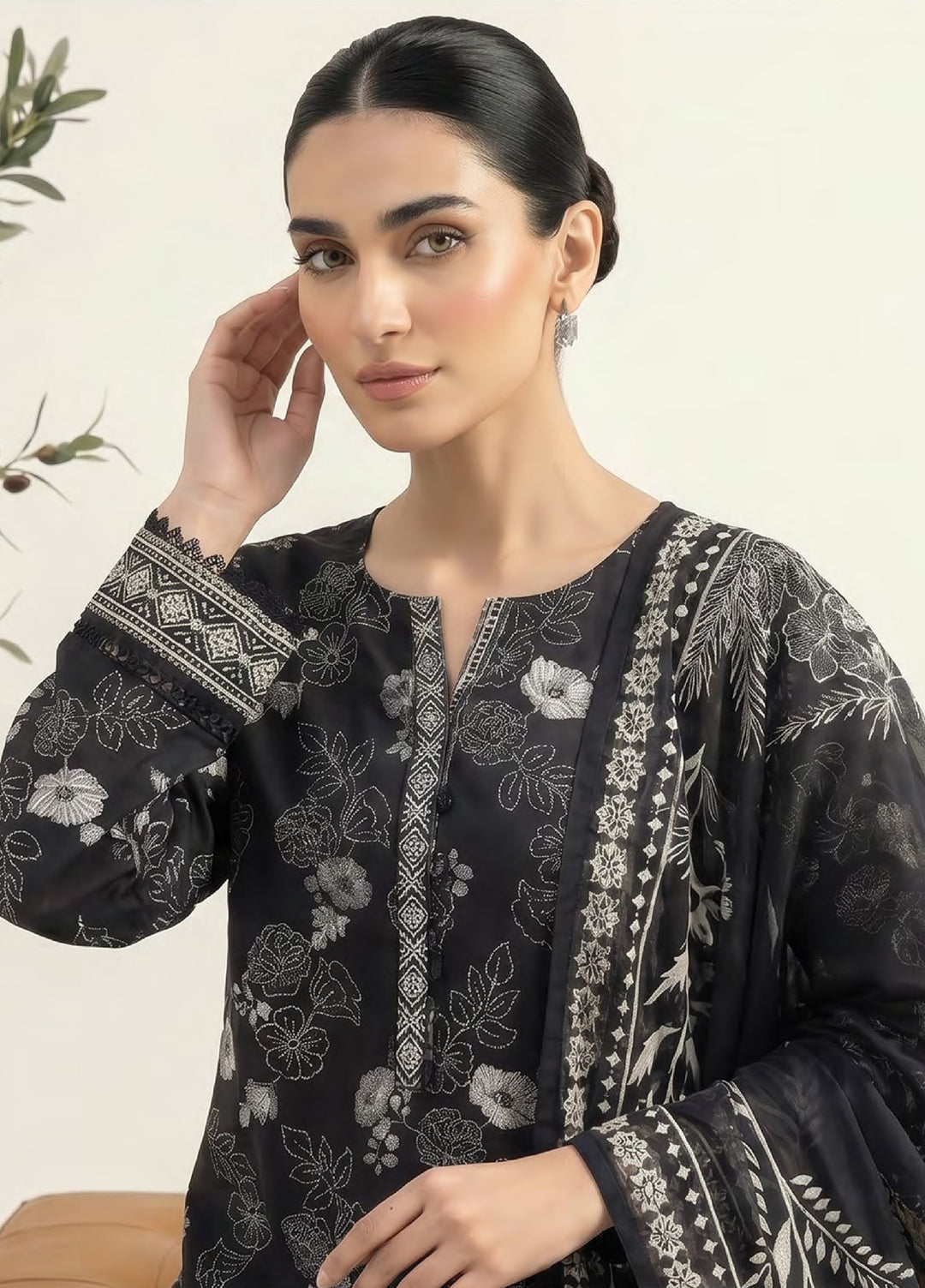 Monochrome by Lakhany Unstitched Printed Lawn 3 Piece Suit LSM26ULM Lakhany LG-UB-0383 - Casual Collection