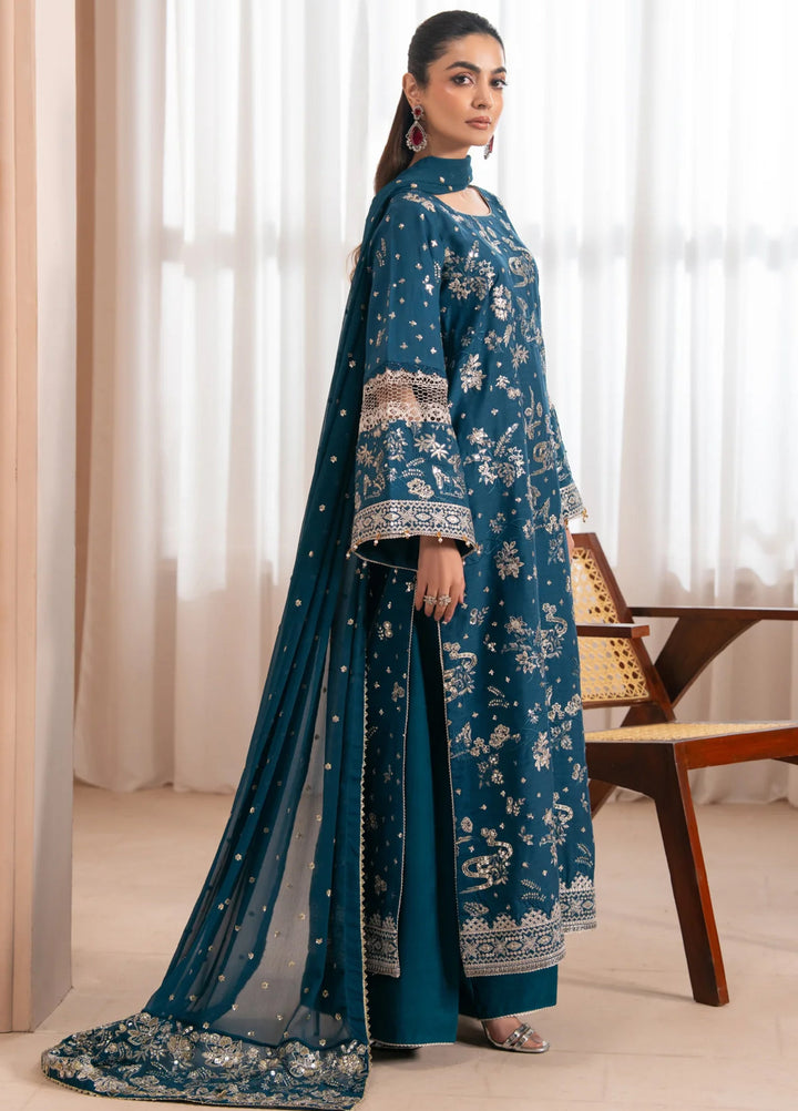 Zaeva by Xenia Formals Unstitched Embroidered Raw Silk 3 Piece Suit XE26UZF D-02-SAZIL - Festive Collection