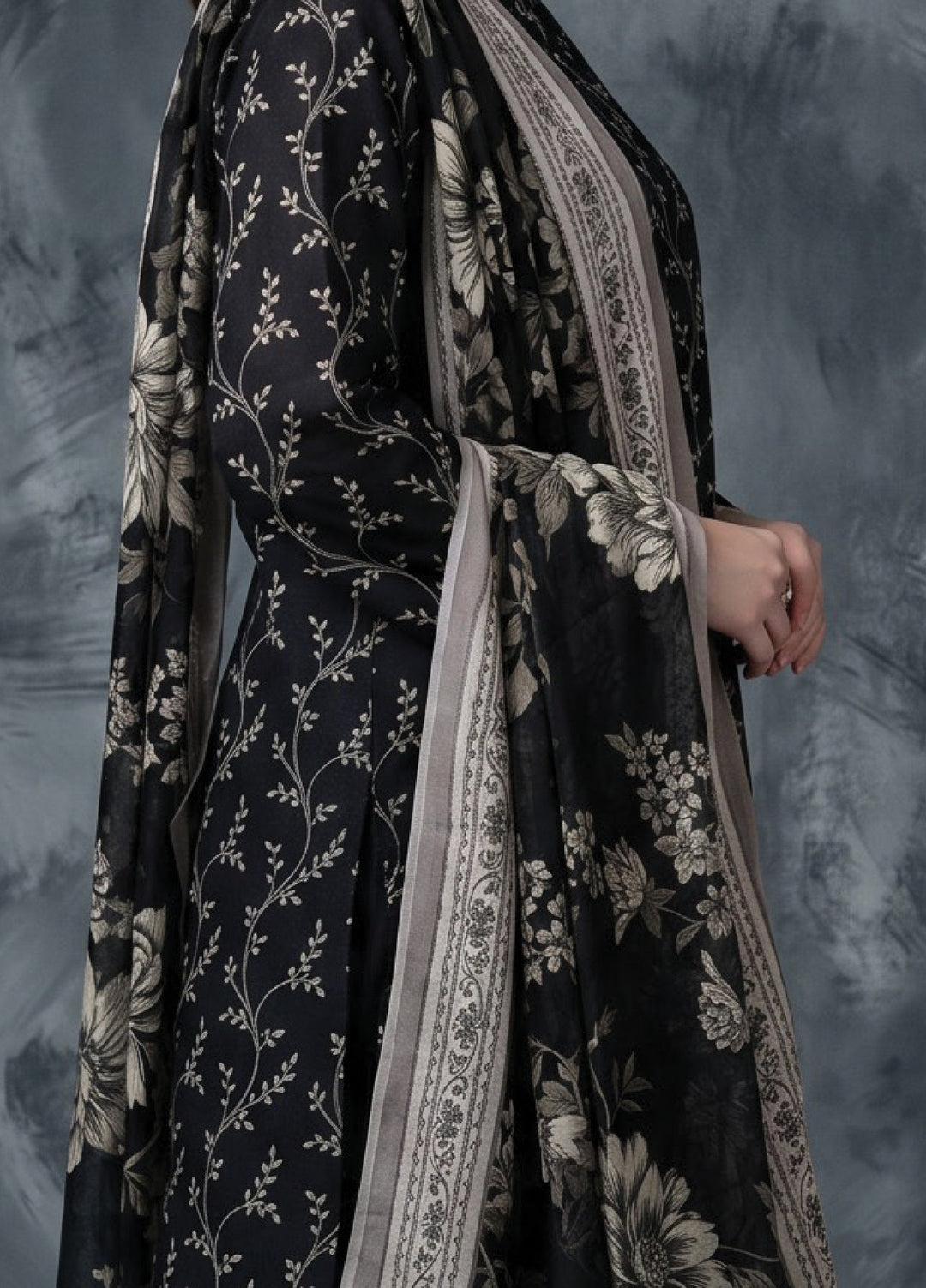 Black N White by Regalia Textiles Unstitched Printed Lawn 3 Piece Suit RG26UBNW D-01 - Casual Collection