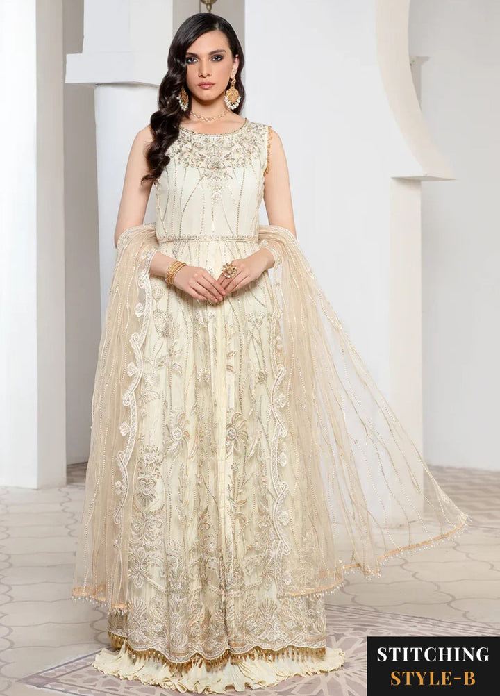 Zarif Women Unstitched Embroidered Net 3 Piece Suit ZR26UFC IVORY - Festive Collection