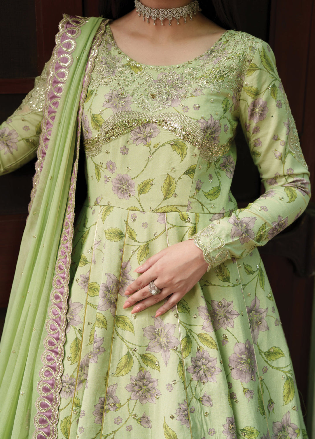 Shagun by Neeshay Unstitched Embroidered Raw Silk 2 Piece Suit NSH26US Abeer - Festive Collection