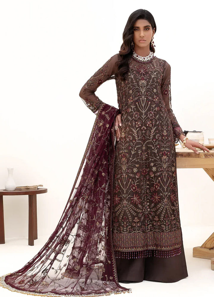 Zarif Women Unstitched Embroidered Net Saree ZR26UFC ZN 10 Muse - Festive Collection