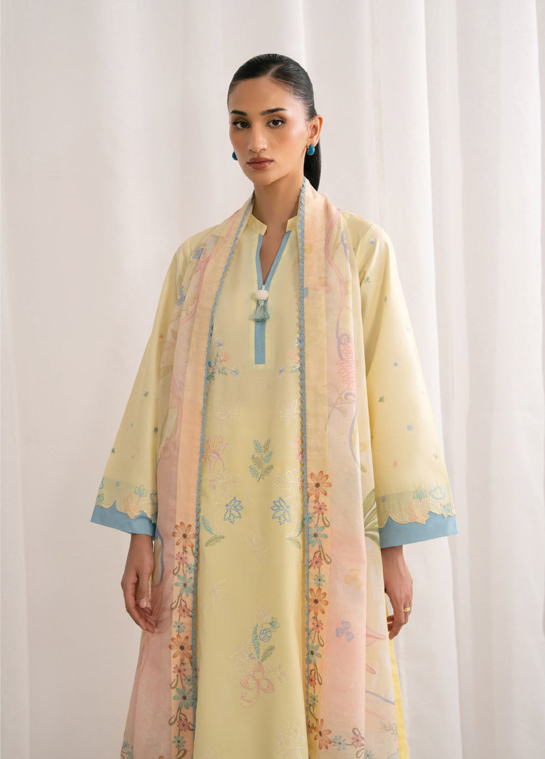 Nysa by Seran Unstitched Embroidered Cambric 3 Piece Suit SN26UNC Lielle D-10 - Casual Collection