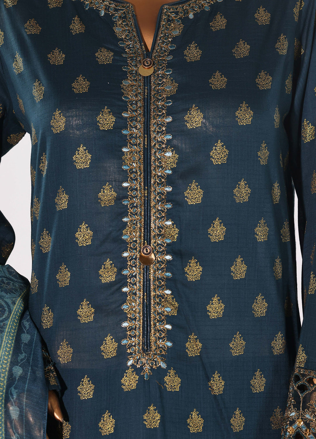 Block and Bloom by HZ Textiles RTW Embroidered Cotton 3 Piece Suit HZ26PCB SBE-005-3P - Casual Collection