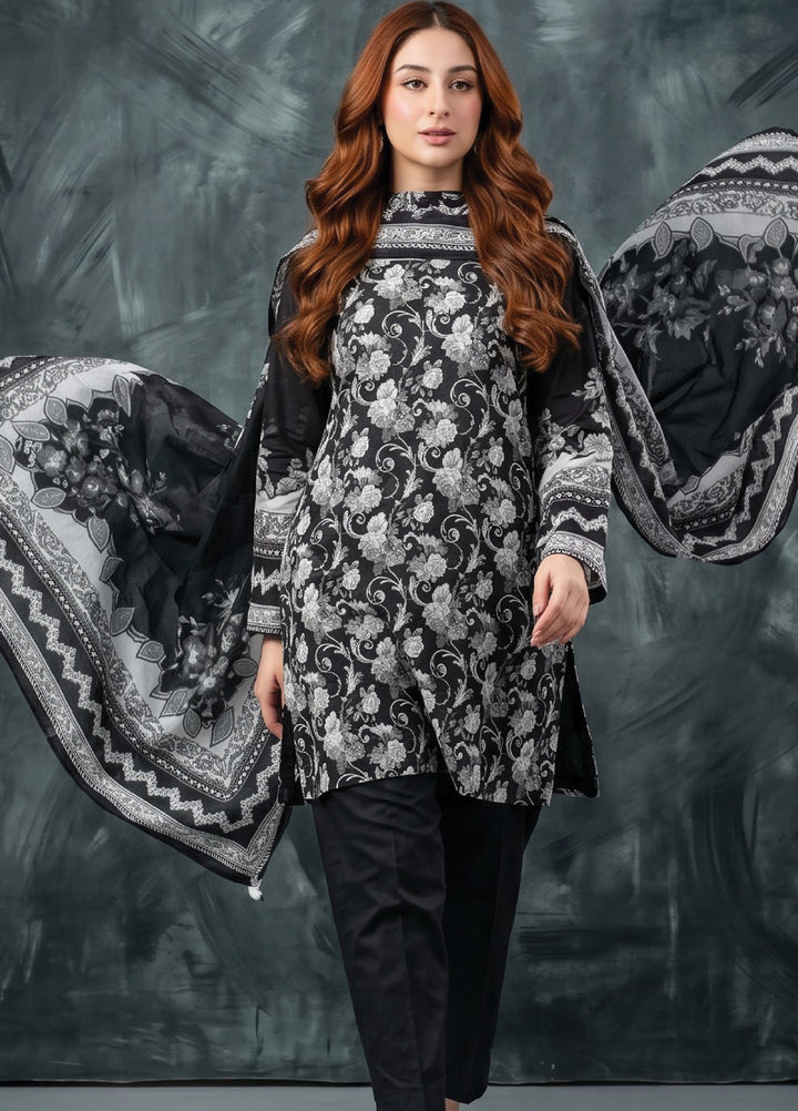 Black N White by Regalia Textiles Unstitched Printed Lawn 3 Piece Suit RG26UBNW D-07 - Casual Collection