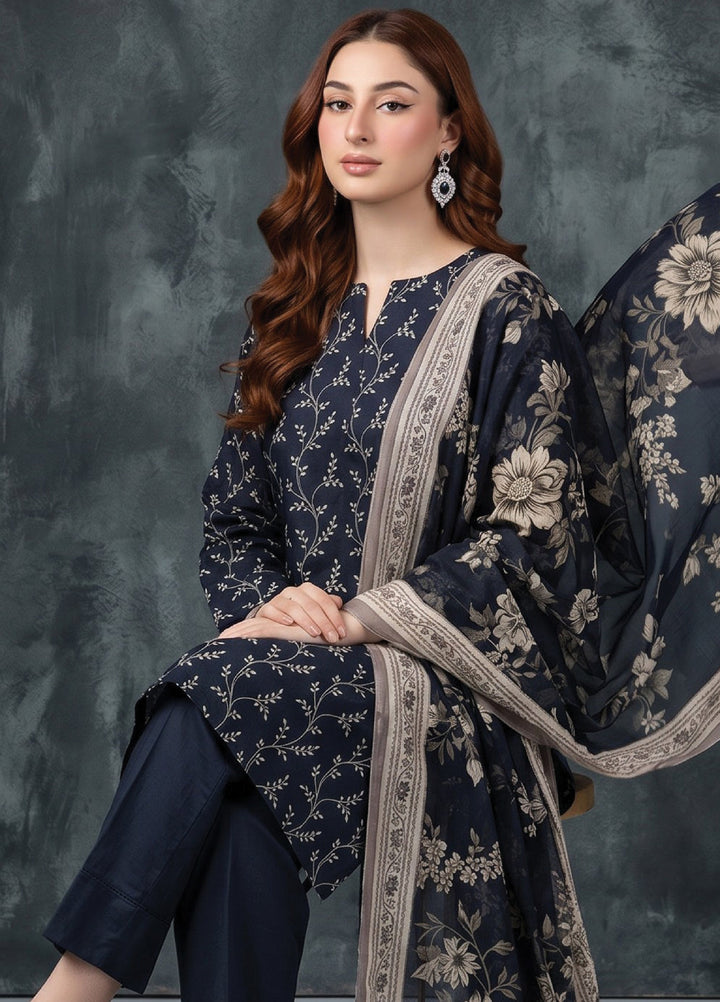 Black N White by Regalia Textiles Unstitched Printed Lawn 3 Piece Suit RG26UBNW D-01 - Casual Collection