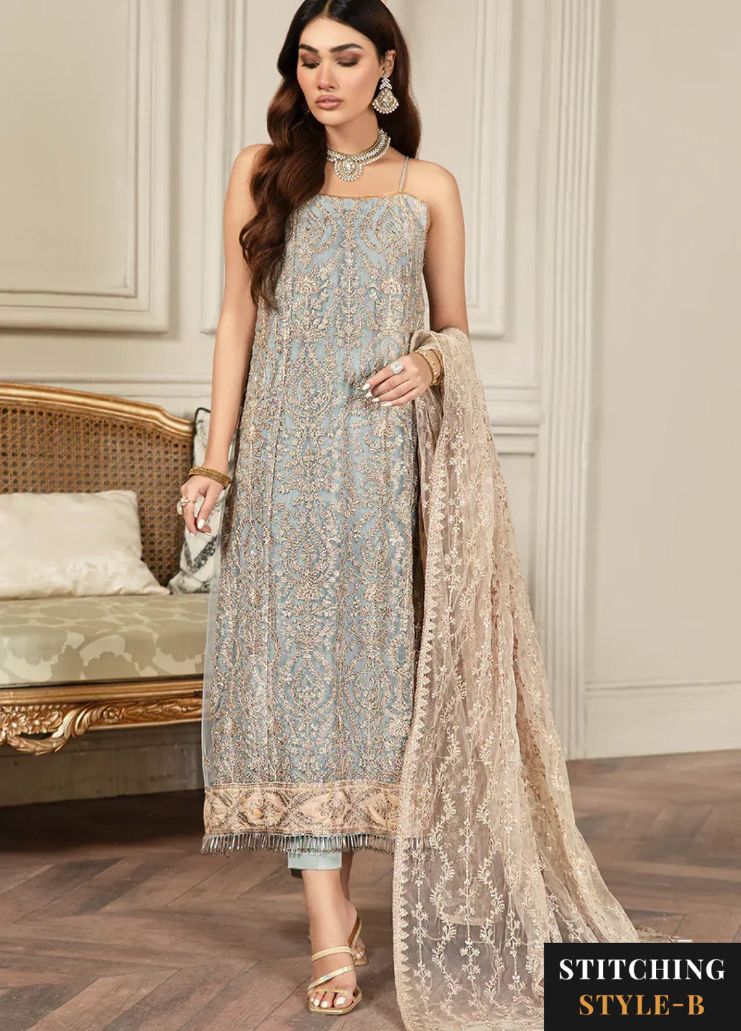 Zarif Women Unstitched Embroidered Net 3 Piece Suit ZR26UFC ICEBERG - Festive Collection