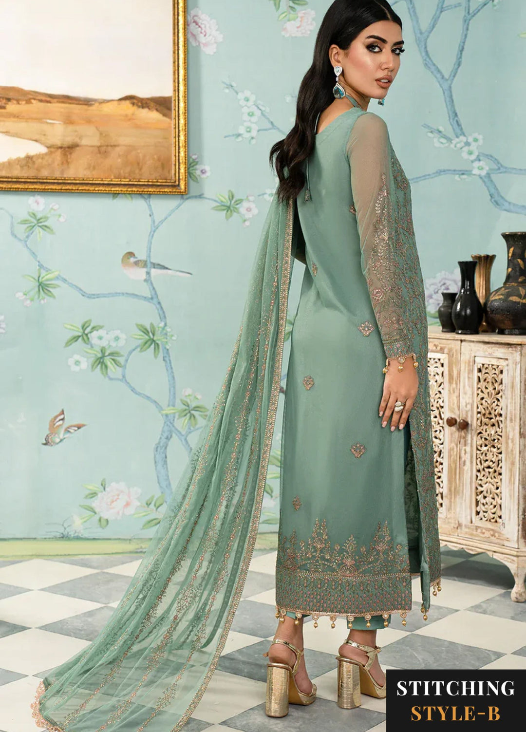 Zarif Women Unstitched Embroidered Net 3 Piece Suit ZR26UFC ZAF 11 ABSHAAR - Festive Collection