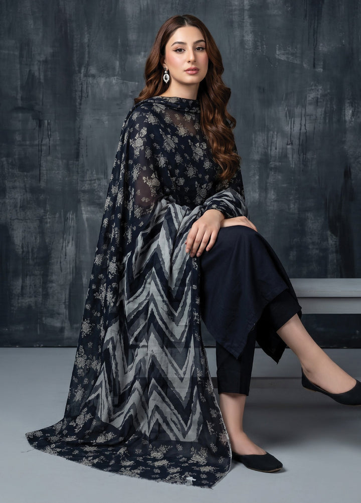 Black N White by Regalia Textiles Unstitched Printed Lawn 3 Piece Suit RG26UBNW D-05 - Casual Collection