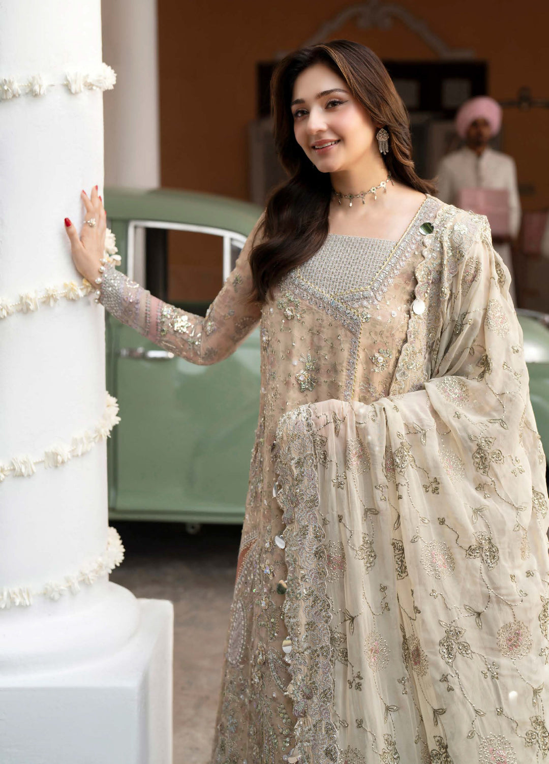 Jhoomro by Nureh Unstitched Embroidered Chiffon 3 Piece Suit NU26UJW NL-96 - Wedding Collection