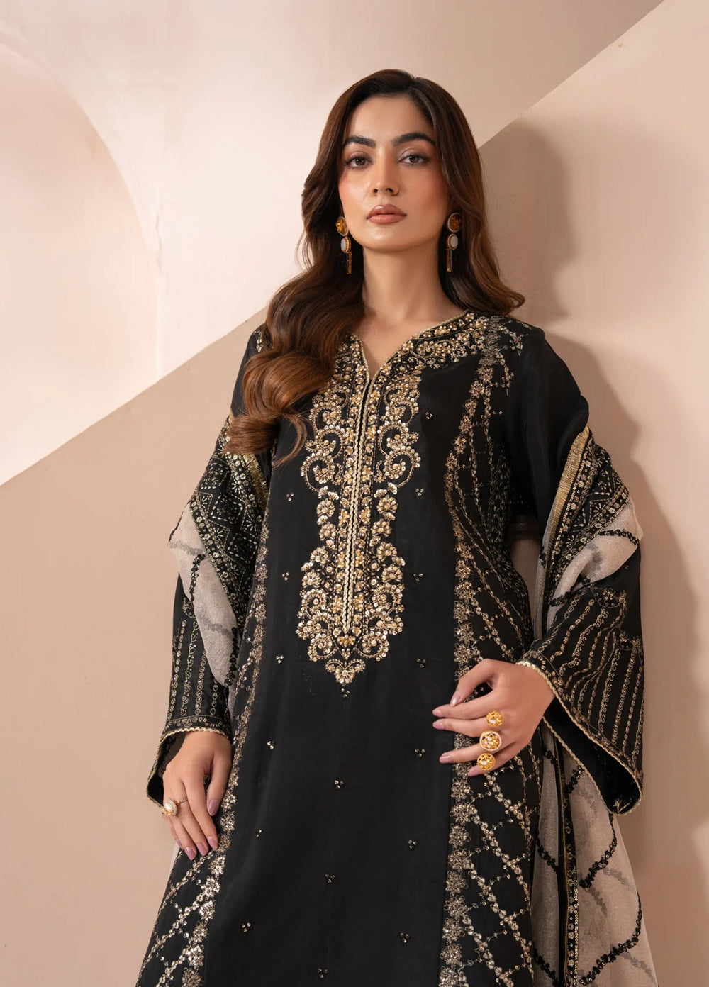 Zaeva by Xenia Formals Unstitched Embroidered Raw Silk 3 Piece Suit XE26UZF D-06-AYANEH - Festive Collection