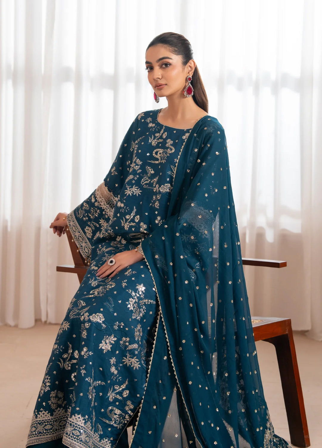 Zaeva by Xenia Formals Unstitched Embroidered Raw Silk 3 Piece Suit XE26UZF D-02-SAZIL - Festive Collection