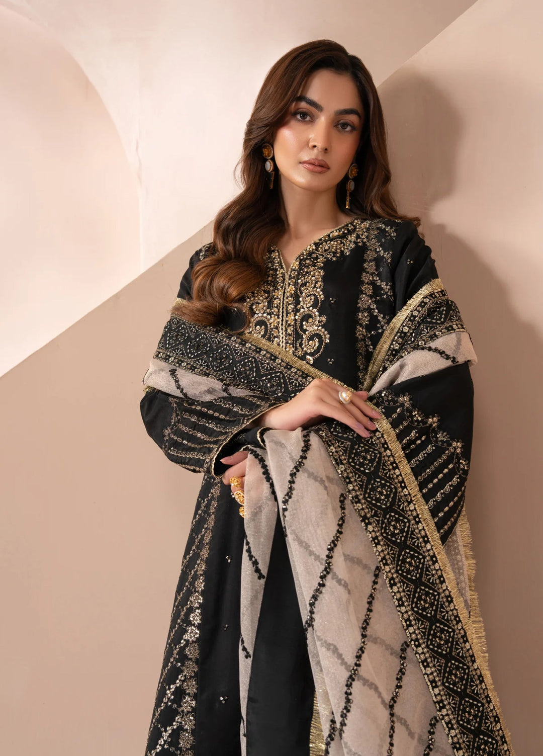 Zaeva by Xenia Formals Unstitched Embroidered Raw Silk 3 Piece Suit XE26UZF D-06-AYANEH - Festive Collection