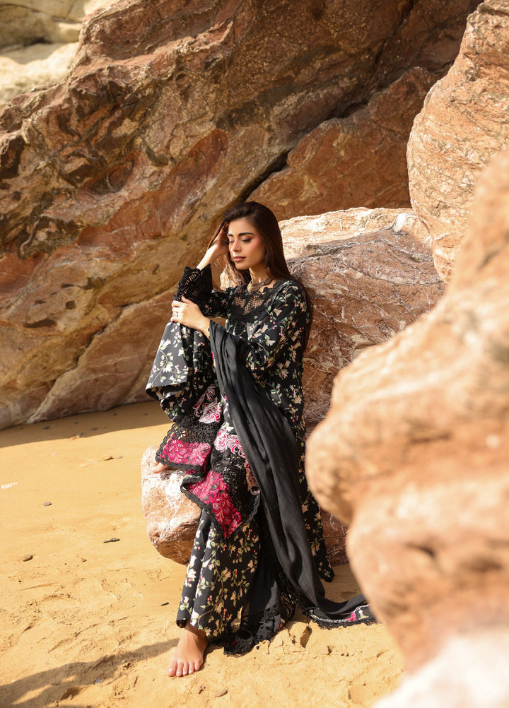Summer Dream by Manara Unstitched Embroidered Lawn 3 Piece Suit MN26USDL Black Pearl-04 - Casual Collection