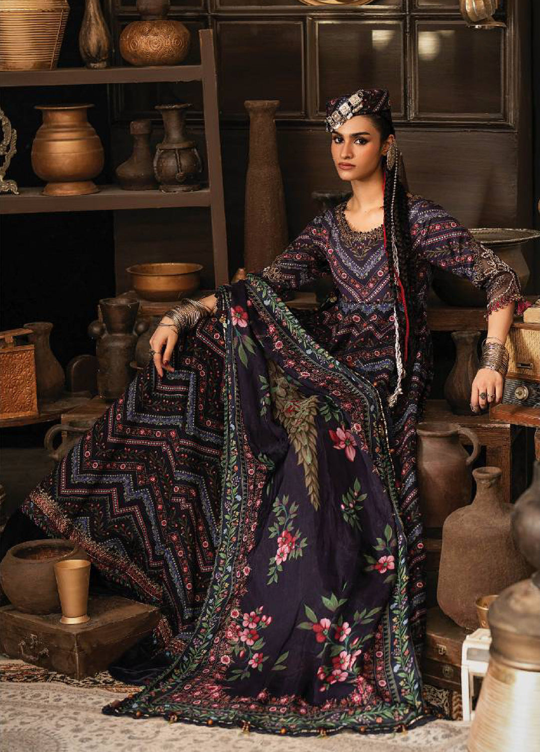 M Prints by Maria B Unstitched Printed Cambric 3 Piece Suit MB26UPC 7B - Casual Collection