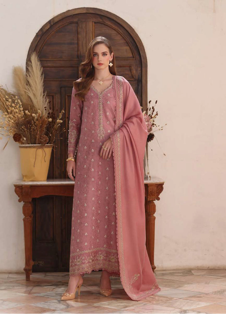 Noor by Saadia Asad Unstitched Jacquard Pashmina Shawl Embroidered Suits 3 Piece NSA25PW D3-Aveline - Winter Collection