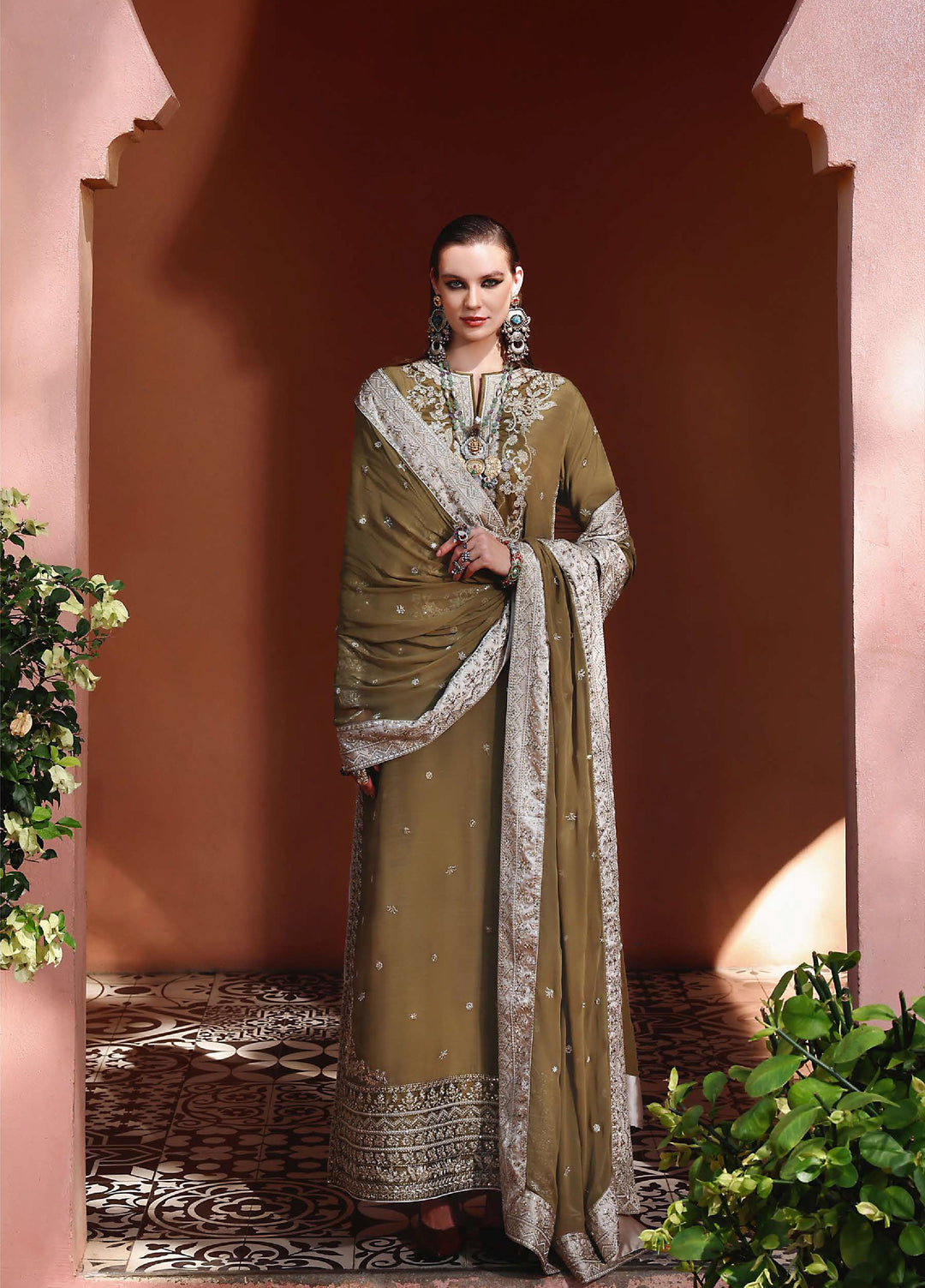 Nuvera Hemline by Mushq Unstitched Raw Silk Embroidered 3 Piece Suit MU26UNH D-3 Jadis - Festive Collection