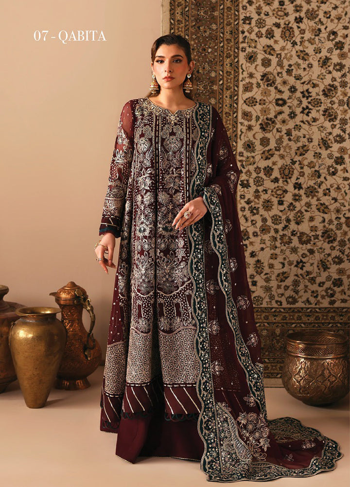 Neorah by Xenia Formals Unstitched Chiffon Embroidered 3 Piece Suit XE26UN D-7 QABITA - Festive Collection