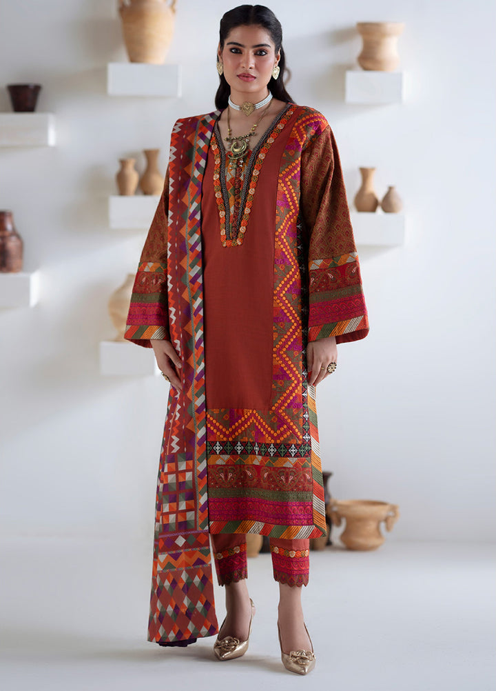 Noore by Freesia Unstitched Khaddar Embroidered Suits 3 Piece FRE25NW FSU-5673 Badrai - Winter Collection