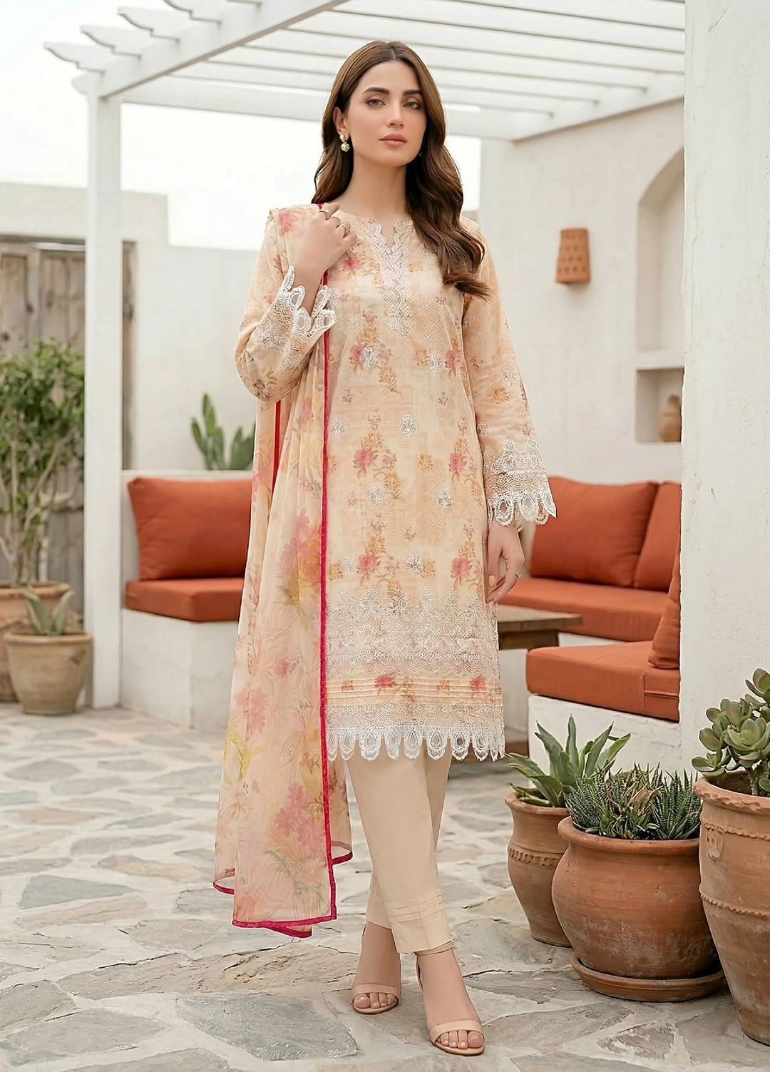 Komal by Lakhany Unstitched Embroidered Lawn 3 Piece Suit LSM26ULK LG-RK-0154 - Summer Collection