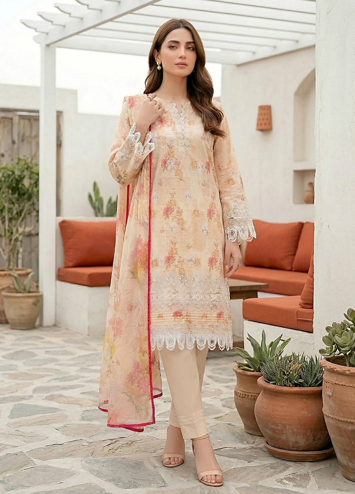 Komal by Lakhany Unstitched Embroidered Lawn 3 Piece Suit LSM26ULK LG-RK-0154 - Summer Collection