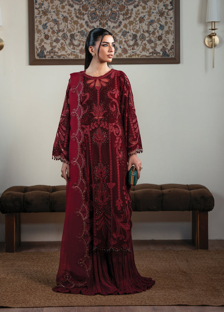 Solene By Faiza Faisal Embroidered Velvet Suits Unstitched 3 Piece FF25SV WS25-0449 - Festive Collection