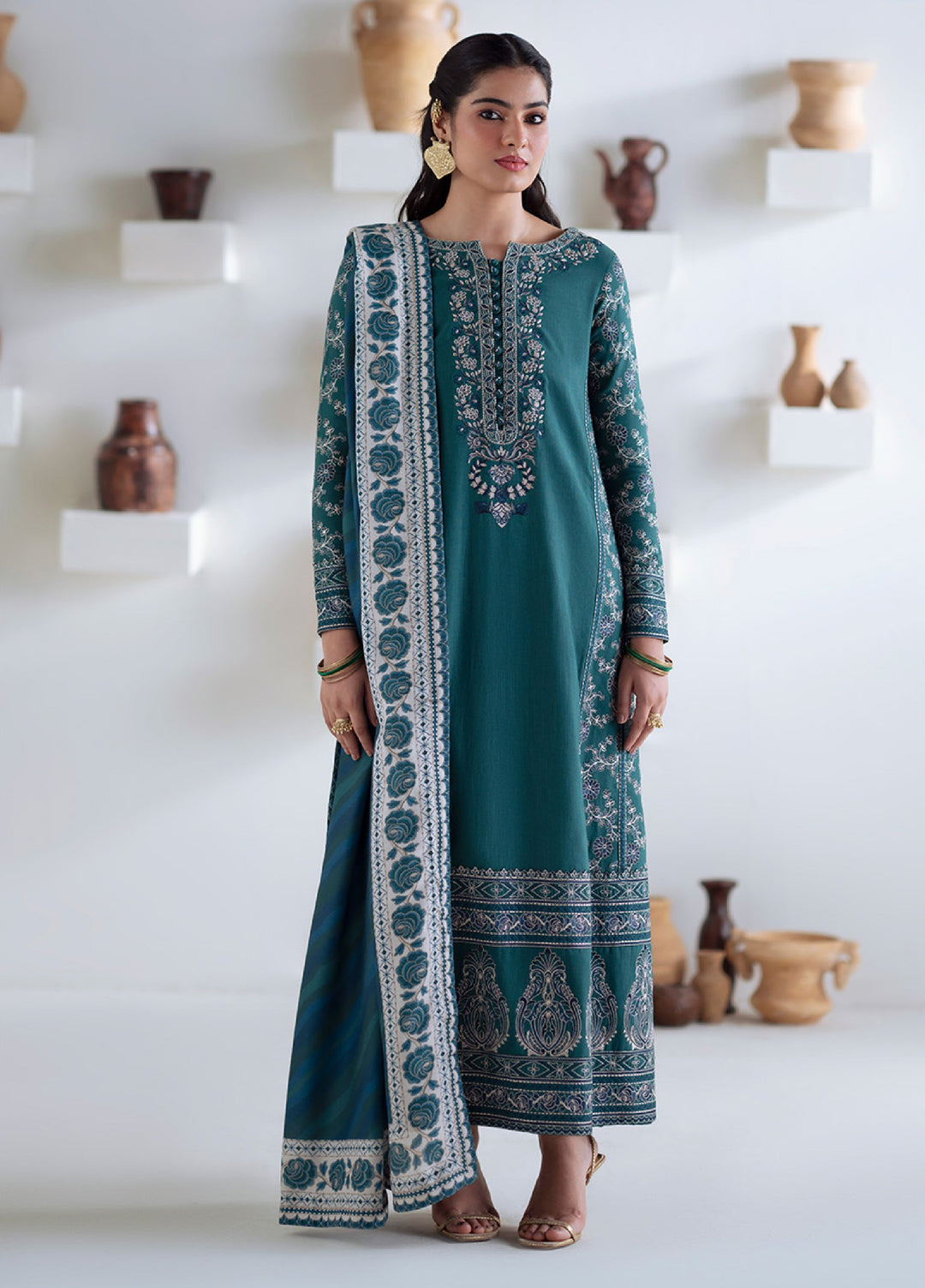 Noore by Freesia Unstitched Khaddar Embroidered Suits 3 Piece FRE25NW FSU-5675 Serina - Winter Collection