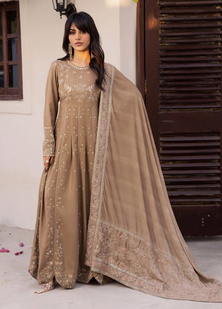 Nureh Exclusive Unstitched Luxury Leather Peach Embroidered Suits 3 Piece NU25EL NE-212 - Winter Collection